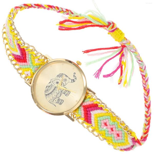 Armbanduhren Elefantenuhr Damen Ethnisches geflochtenes Band Damen Geschenk Damenuhren für Armband Seilband