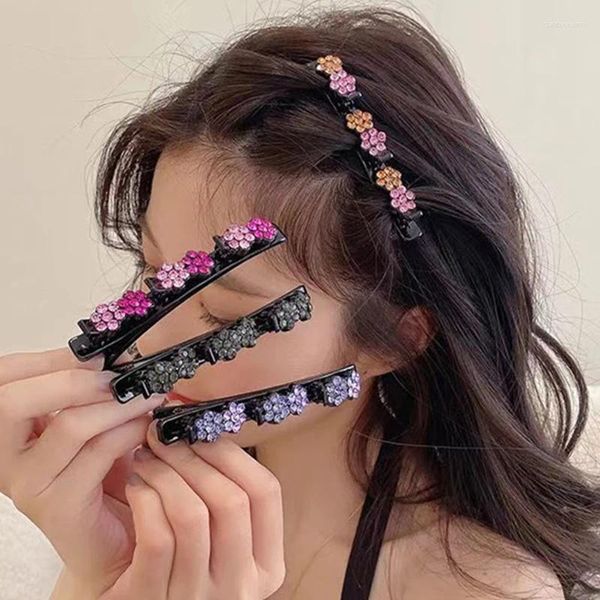 Grampos de cabelo moda pérolas flor trança grampos de cabelo franja segurar barrettes doce elegante decorar bandana meninas acessórios de presente