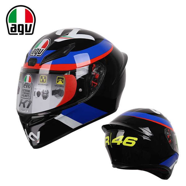 Capacetes Moto AGV Motocicleta Design Segurança Conforto Agente Geral Italiano Agv Capacete Capa Completa Corrida Quatro Estações Anti Falsificação Detectável K1 MHX3