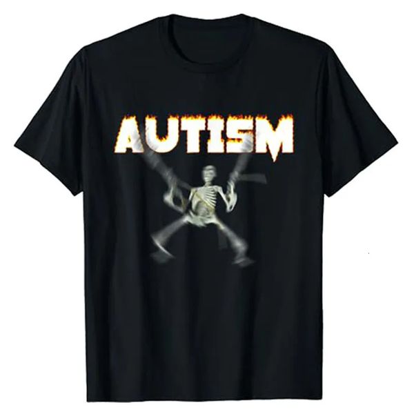 Autismo esqueleto meme camiseta humor engraçado crânio impressão traje de halloween presentes autismo consciência neurodivergente gráfico t y2k topo 240103
