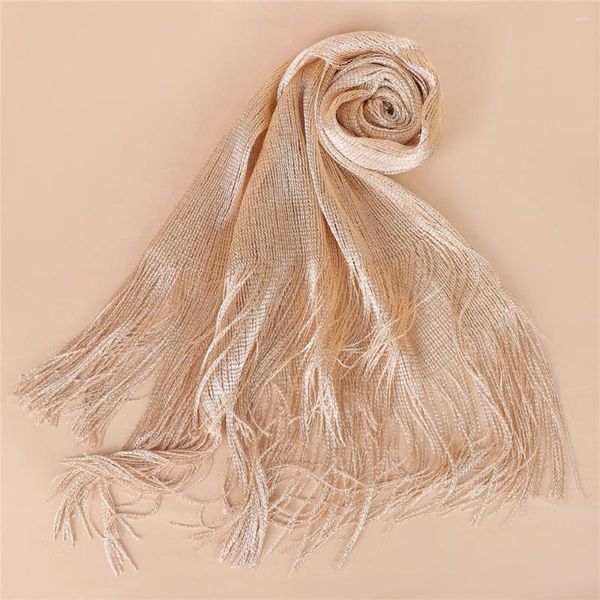 Шарфы Сверкающий шарф с кисточками Женская вечерняя шаль Золотого, серебряного цвета Блестящие шали для невесты Свадебные накидки с бахромой