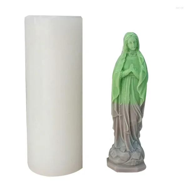 Stampi da forno Candela profumata Stampo in silicone Scultura 3D della Vergine Maria