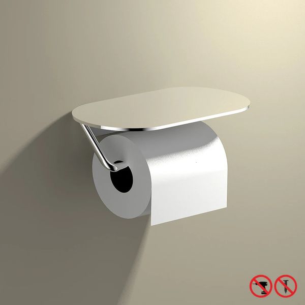 Badezimmer-Papierrollenhalter, Aluminium-Toilettenregal, Klebebandaufhänger, glänzende Free Punch-Hardware 240102