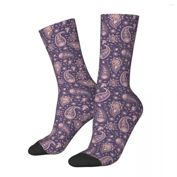 Calze da uomo Rosa Vintage Viola Paisley Uomo Uomo Donna Calze primaverili Harajuku