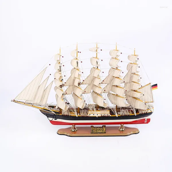 Vasos tamanho grande comprimento 80 cm Preussen artesanato modelo de barco de madeira decoração para casa JPW001