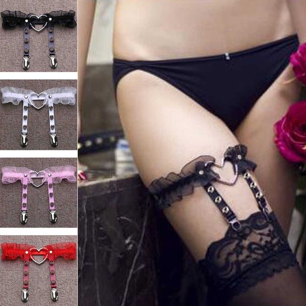 Stage Wear Dance Accessories Lace Leg Garter Harness For Women Girls Adjustable Heart Leg Harness Girl Cosplay Goth Gothic Jewelry