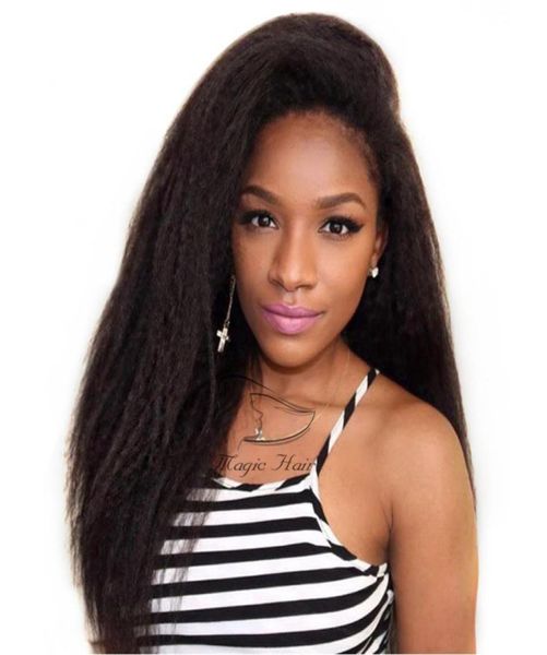 Perucas de cabelo humano com renda completa 8a cabelo peruano virgem crespo em linha reta perucas dianteiras de renda para mulheres negras cabelo de bebê ship5074509