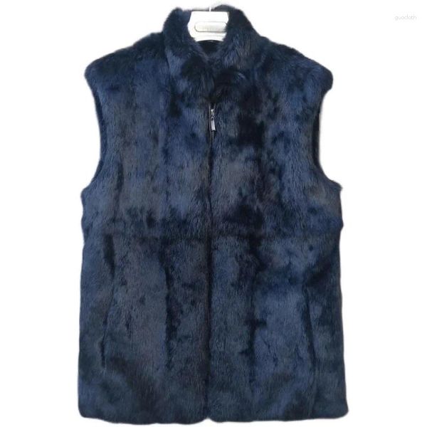 Gilet da uomo Autunno e inverno Colletto alla coreana Gilet caldo per il tempo libero integrato in vera pelliccia