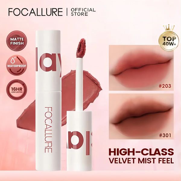 FOCALLURE Velluto opaco Lucidalabbra Impermeabile Idratante a lunga durata Leggero Rossetto liquido ad alto pigmento Cosmetici per il trucco 240102