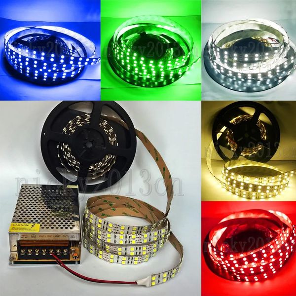 Strips Full Kit 5m Super hell 5050 LED Flexible Streifen Leichtbandband 600LEDS Doppelreihe Nicht wasserdicht + 12 V 10A Stromversorgung