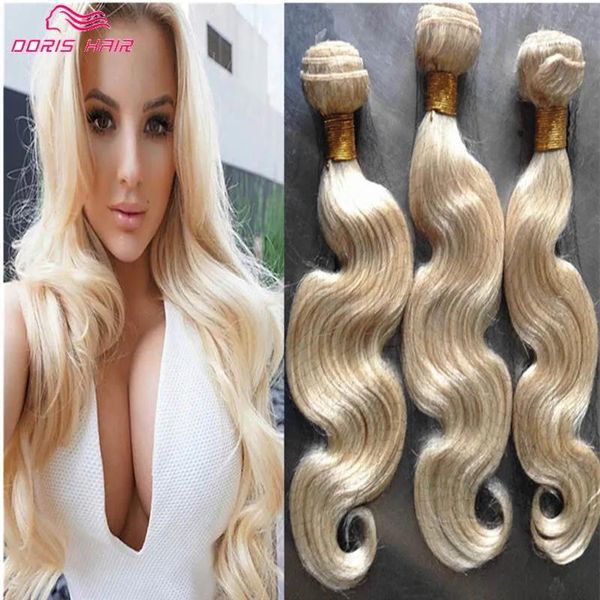 Trame di lusso Biondo 613 colore remy tessuto dei capelli fasci trame di capelli umani indiani brasiliani Body Wave colorato tingibile DHL libero