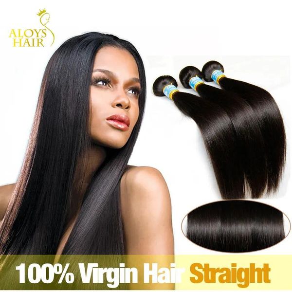 Wefts Brasileiro Peruano Indiano Malaio Cambojano Virgem Em Linha Reta Tecer Cabelo Pacotes 100% Natural Remy Extensões de Cabelo Humano Dyeable T