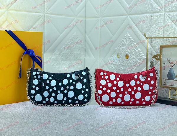 Lüks Polka Dot Tasarım Eyer Çanta Tassel Fermuar Part Merkezi Çanak Çantası Tasarımcı Zinciri Sling Bag