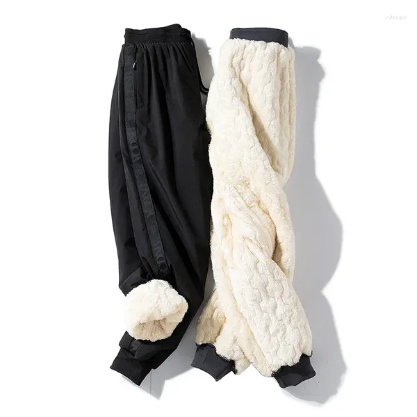 Erkek pantolon kış erkekler kalın eşofmanlar sıradan çekiliş pantolonları polar sıcak elastik bacak kürk astarlı yüksek kaliteli k570