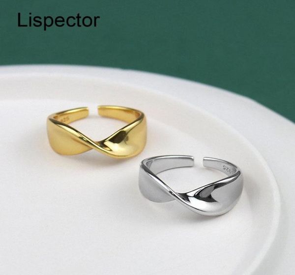 Lispector 925 Sterling Silber Geometrische Mobius-Ringe für Liebhaber Minimalistischer einfacher Ehering Stilvoller Paarschmuck Geschenke Cluste3892121