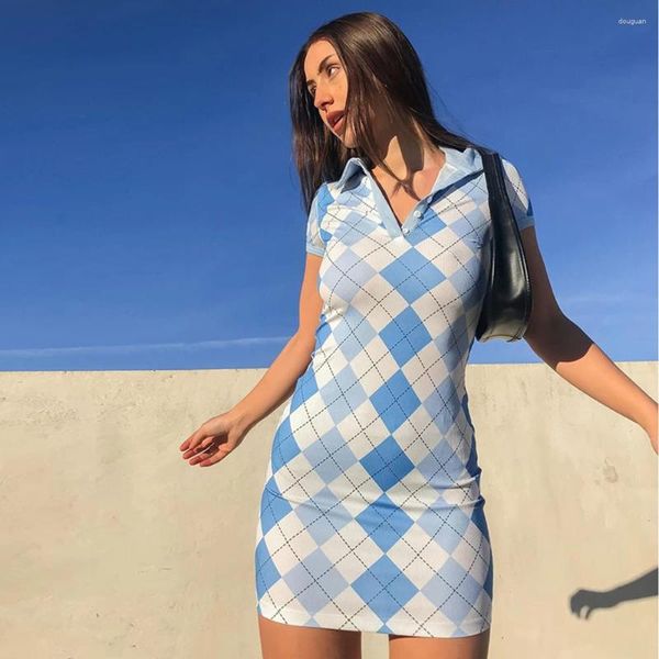 Casual Kleider Sexy Kurzarm Mini Für Frauen Y2K Sommer Bodycon Kleid Blau Party Robe Longue Femme Vestidos Mujer Verano