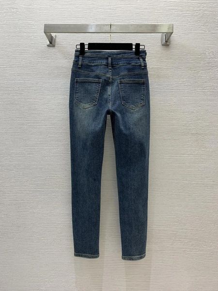 Женские джинсы из плотного флиса, теплые стрейчевые тонкие карандаши с ромбовидной отделкой G23100478