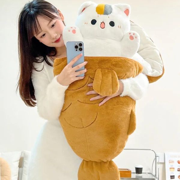 Animali 1 pz 80*45 CM Kawaii Taiyaki Gatto Cane Coniglio PlushToys Animale Peloso Peluche Cuscino Grande Osso Carota Cuscino Bella bambola per le Ragazze