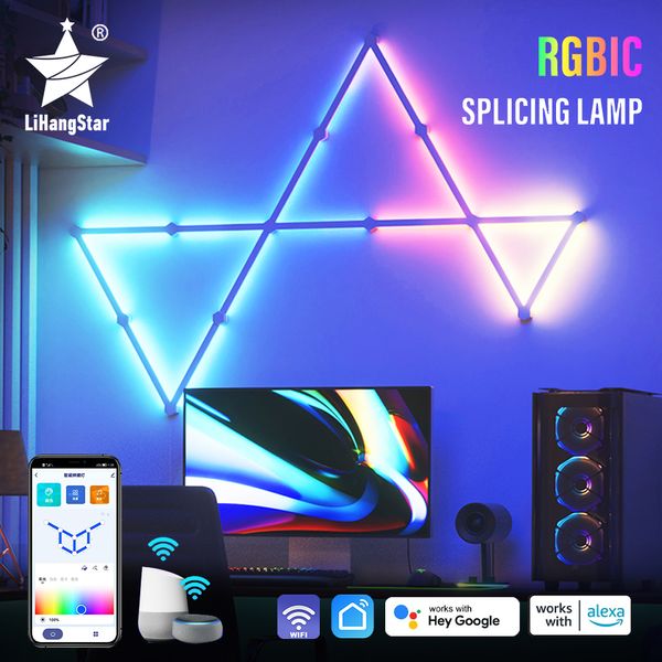 Wifi Akıllı Duvar Lambası Rgbic Dekoratif Ortam Gece Işık Diy Ekleme Uygulama Kontrolü Oyun Odası Yatak Odası TV