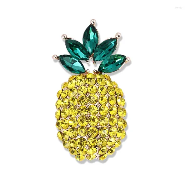 Broşlar Sarı Kristal Ananas Kadınlar Rhinestone Ananas Meyve Bitkisi Ofis Partisi Broş Pimleri Giyim Aksesuarları Hediye