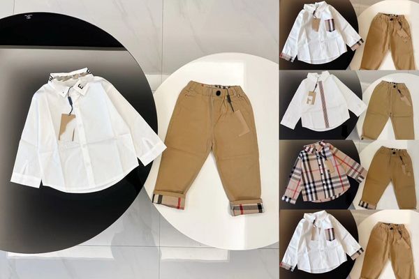 Conjunto de roupas infantis primavera moda infantil conjuntos de roupas de grife camisas e calças meninos roupas de inverno atacado 2024