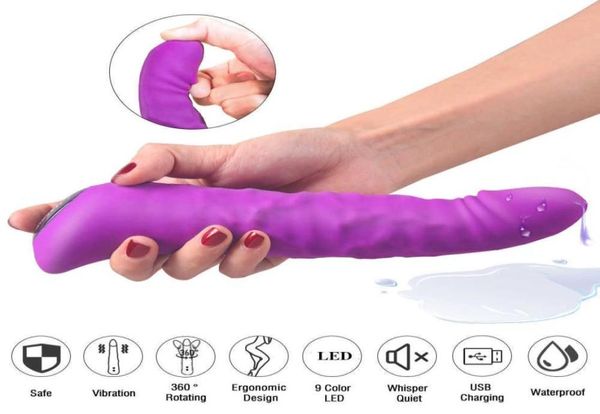 Vibratore rotante del vibratore vibrante pene realistico enorme grande dildo vaginale simulatore di clitoride giocattoli del sesso per le donne masturbazione cazzo Y18098052