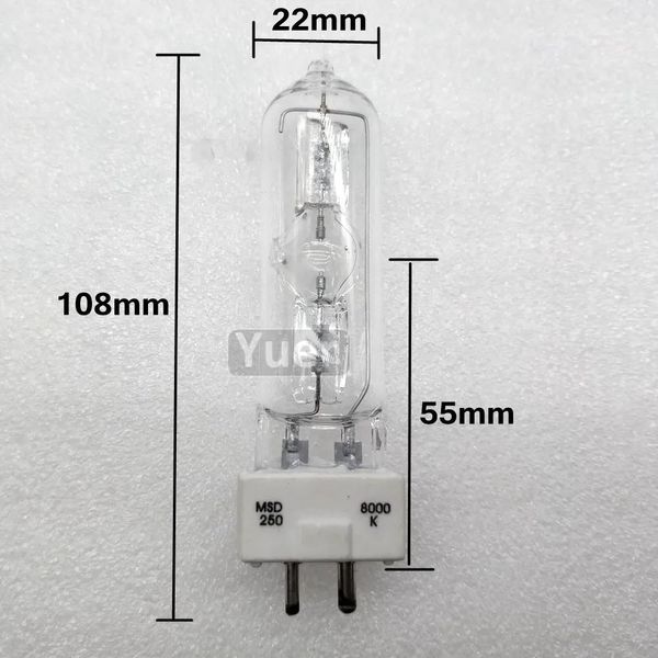 Illuminazione Lampada da palco MSD 250 2 MSD250W Watt 90V MSR Lampadina NSD 250W 8000K Lampada alogena in metallo Luci a testa mobile Lampadine290B