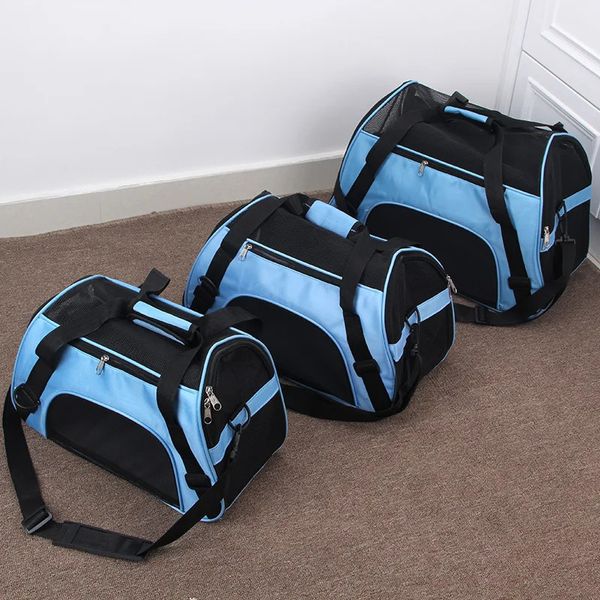 Sacos para cães s portátil saco para animais de estimação rosa sacos para cães gato azul viagem de saída respirável animais de estimação bolsa 240103