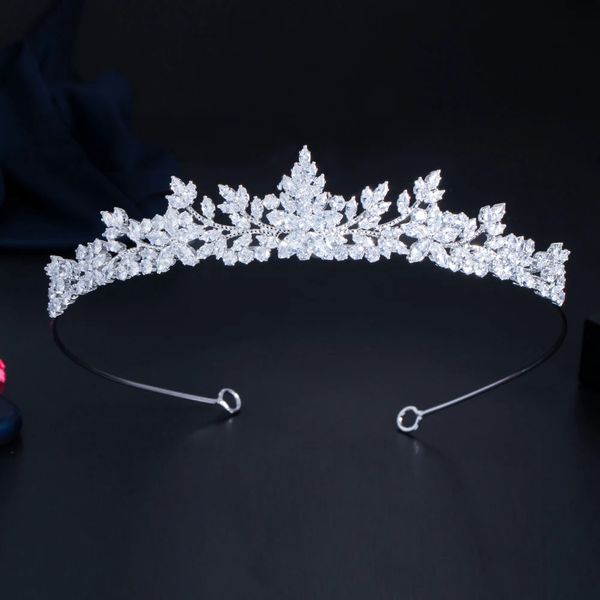 Threegraces espumante branco zircônia cúbica elegante flor rainha coroas tiaras casamento acessórios de cabelo jóias para noivas ha027 240103