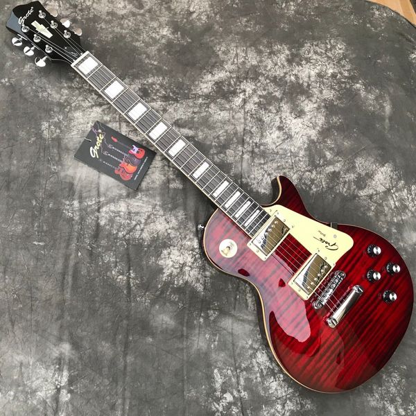 2023 nova grote red flame maple top guitarra elétrica de madeira maciça