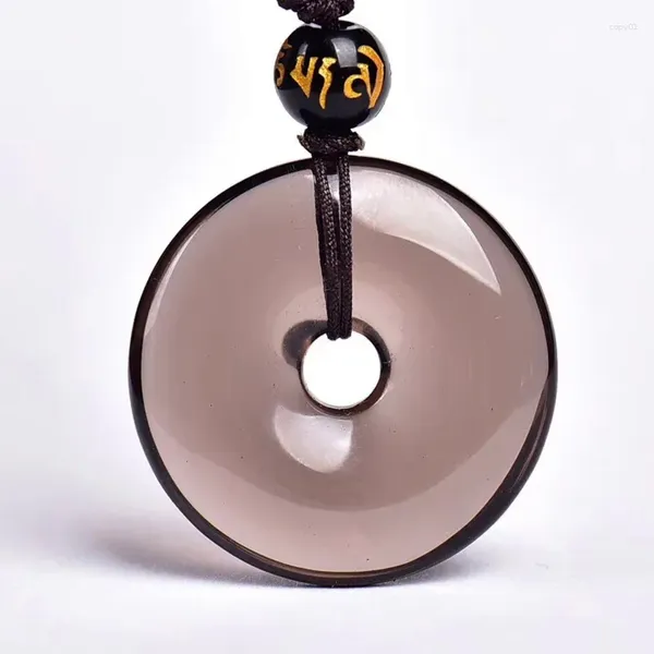 Anhänger Halsketten Öffnen Sie das Licht Schwarz Natürlicher Obsidian Stein Halskette Sichere Schnalle Für Frauen Männer Perlen Kette Modeschmuck