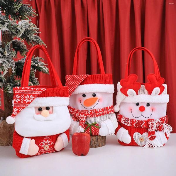Сумки для хранения рождественские украшения мультфильм Санта -Клаус снеговик подарки лоська для декора декори