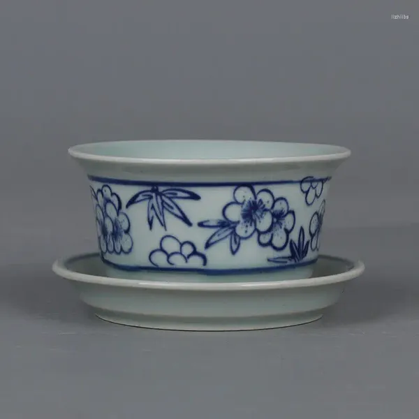 Bouteilles Chinois Ming Wanli Pot En Porcelaine Bleu Et Blanc Motif Fleurs Pot De Fleurs 3.82