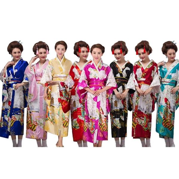 Vestuário Quimono Japonês Tradicional para Mulheres Roupas 2018 Japão Vestido Flor de Cerejeira Visualizando Fotografia Traje Antigo 140178CM