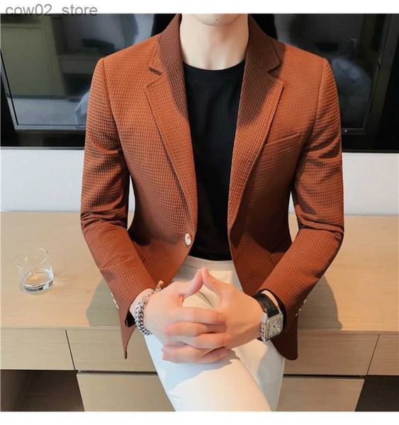 Ternos masculinos blazers de alta qualidade blazer masculino estilo italiano premium simples moda elegante negócios casual trabalho cavalheiro terno equipado jaqueta q230103