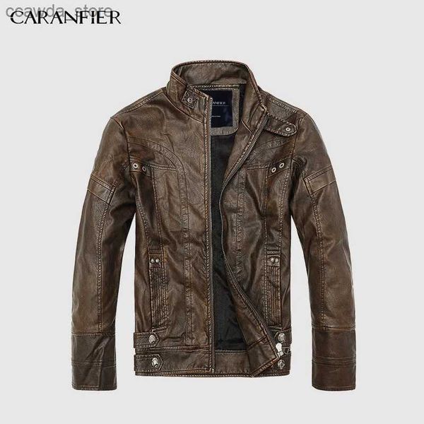 Couro masculino couro falso CARANFIER jaquetas de couro masculinas jaqueta de alta qualidade clássica motocicleta bicicleta cowboy casacos masculinos roupas grossas padrão US tamanho Q240103