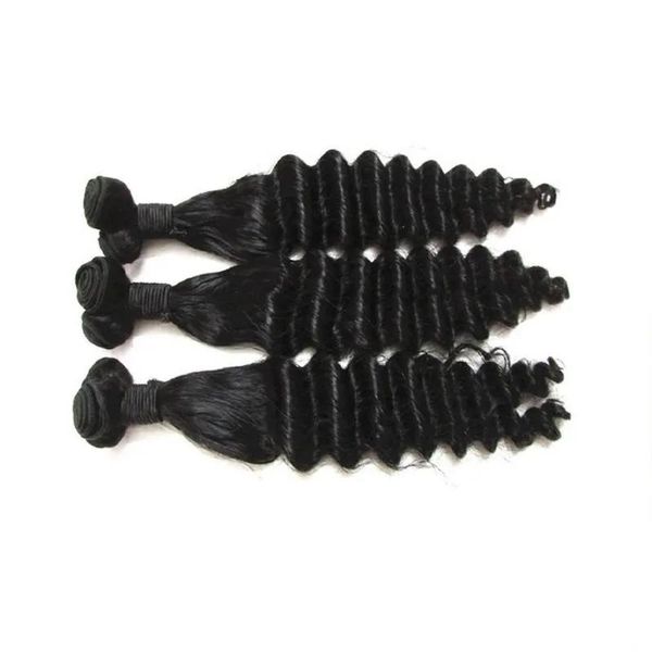 Atıklar Beautysister Saç Ürünleri Gezerek Brezilya Virgin Remy Fumi Saç Derin Dalga Stili 3 PCS 300G LOT Bir kafa doğal balck colo