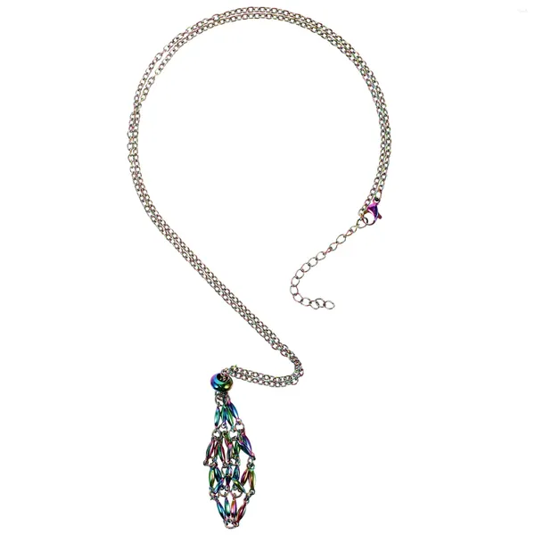 Anhänger Halsketten Mesh Halskette Kristall Halter für Steine Seil Frauen Käfige Kristalle