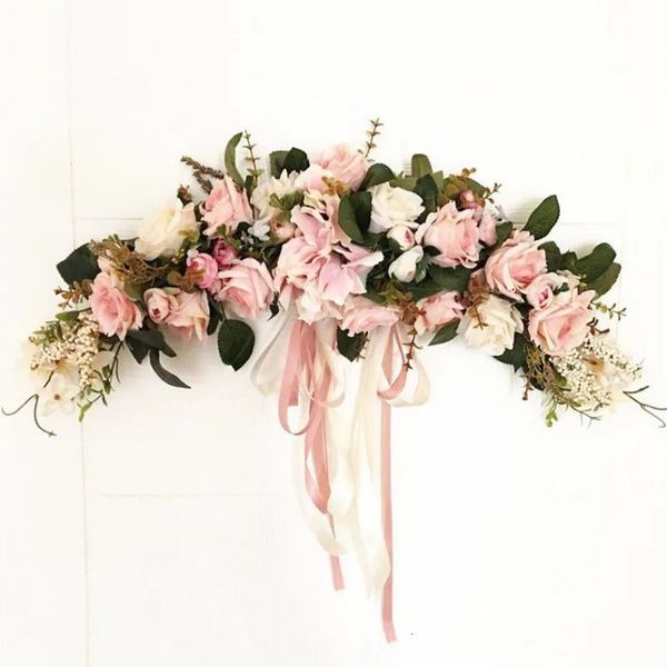 Künstlicher Kranz Türschwelle Blume DIY Hochzeit Zuhause Wohnzimmer Party Anhänger Wanddekoration Weihnachtsgirlande Geschenk Rose Pfingstrose 240102