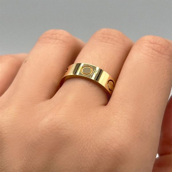 Anéis de aliança de casamento femininos populares de marca de luxo amor joias de noivado 18k ouro rosa anel masculino moda dia dos namorados esposa meninas presente novo sem caixa