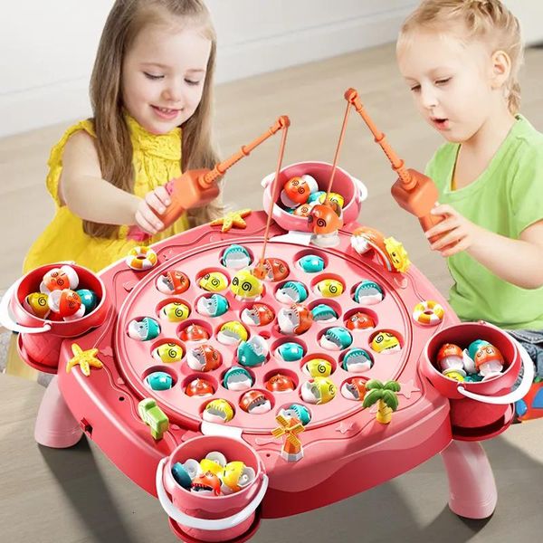 Jogos jogos de novidade Pesca magnética elétrica com brinquedos musicais para meninos imitam peix rod infantil jogo de ímã Girl Girl 3 Year 23042