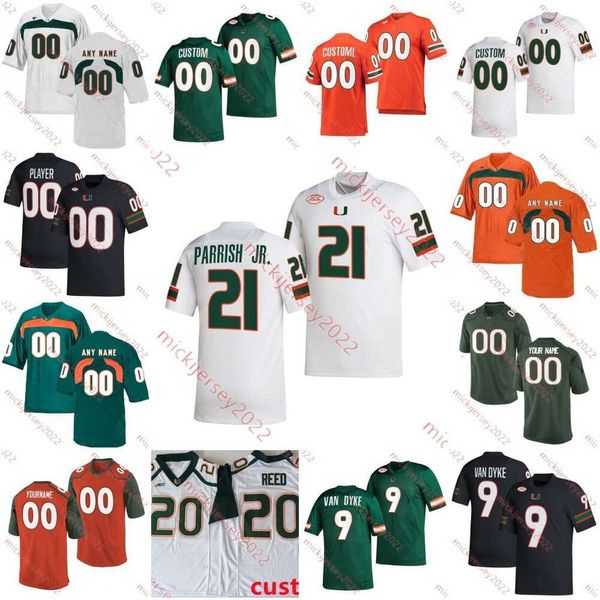 Maglia da calcio Miami Hurricanes Emory Williams Aristides Angelo Jr. Joe Borchers 19 Jayden George Riply Luna Francis Mauigoa Leonard Taylor III Maglie personalizzate