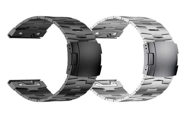 Quickfit 22mm 26mm pulseiras de relógio para garmin fenix 5 5x plus titânio metal aço inoxidável fecho cinta easyfit pulseira h4617314