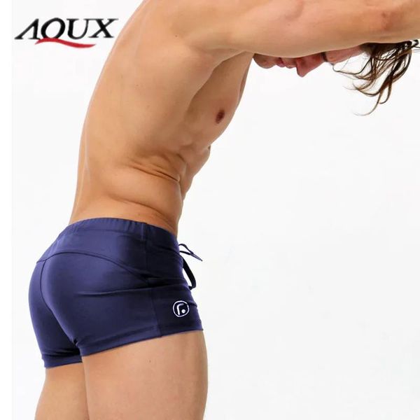 Roupa de banho AQUX homem roupa de banho calças de praia masculina primavera quente cor sólida natação boxer troncos de natação