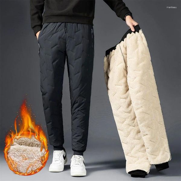 Мужские брюки 2024, зимние мужские повседневные брюки с хлопковой подкладкой, мужские однотонные толстые теплые хлопковые брюки на шнуровке, мужские брюки для бега, размер 7XL