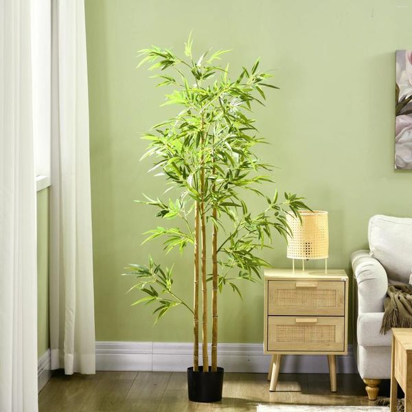 Fiori decorativi 6 piedi albero artificiale per interni ed esterni in bambù finto con vaso per l'arredamento del soggiorno di casa e ufficio