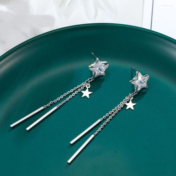 Brincos pendurados coreano simples estrelas borla para mulheres charme delicado jóias moda festa acessórios de casamento presente