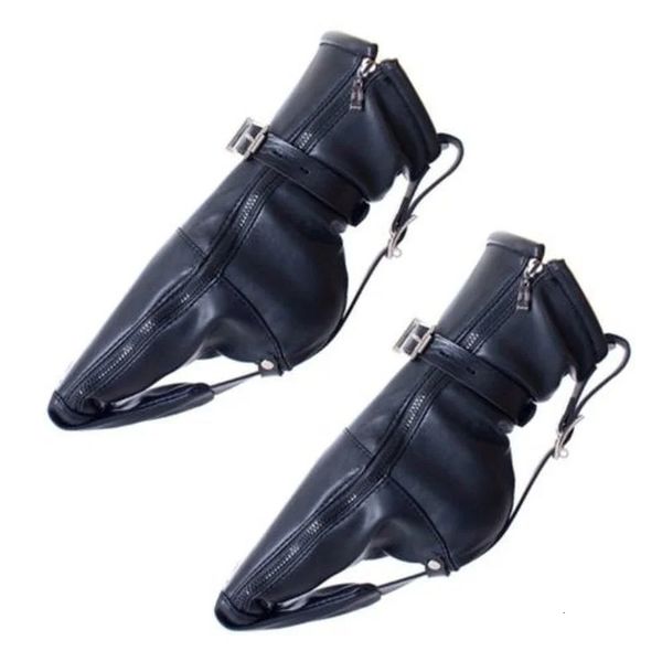 Piedini con serratura in pelle PU Restrizioni morbide Bondage Caviglia Zampe per cani Calzini Borsa Scarpe Guanti imbottiti Pugno BDSM Giocattoli sessuali 240102