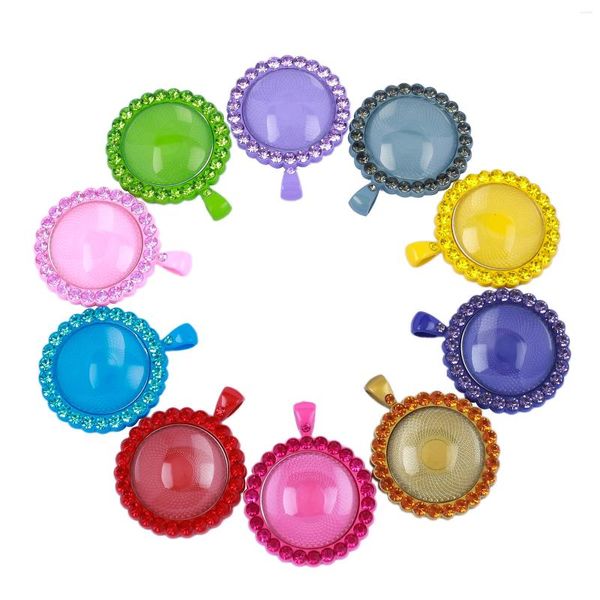 Collane con pendente 50 pz/lotto 25mm Vassoio Rotondo Charms Lunetta Impostazione Per Fare FAI DA TE Collana Bracciale Portachiavi Gioielli All'ingrosso TYR035