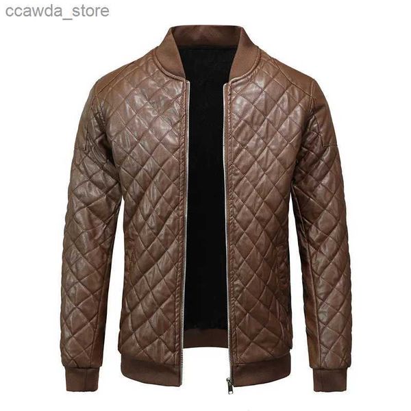 Cuir pour hommes Faux cuir hommes vestes en cuir minces polaire chaud manteaux en cuir PU nouvelle mode mâle ajustement moto manteaux en cuir vêtements pour hommes taille 4XL Q240103